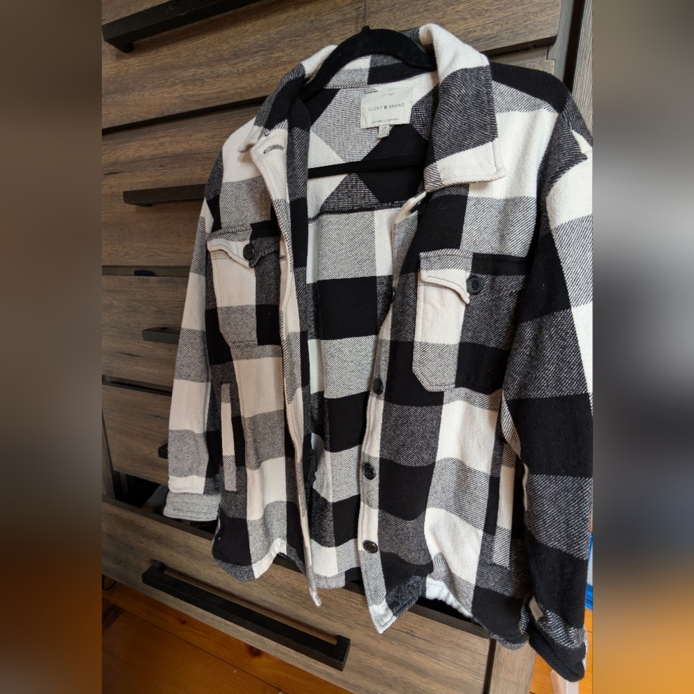 Lucky Brand Monochrome Checkered Flannel Jacket